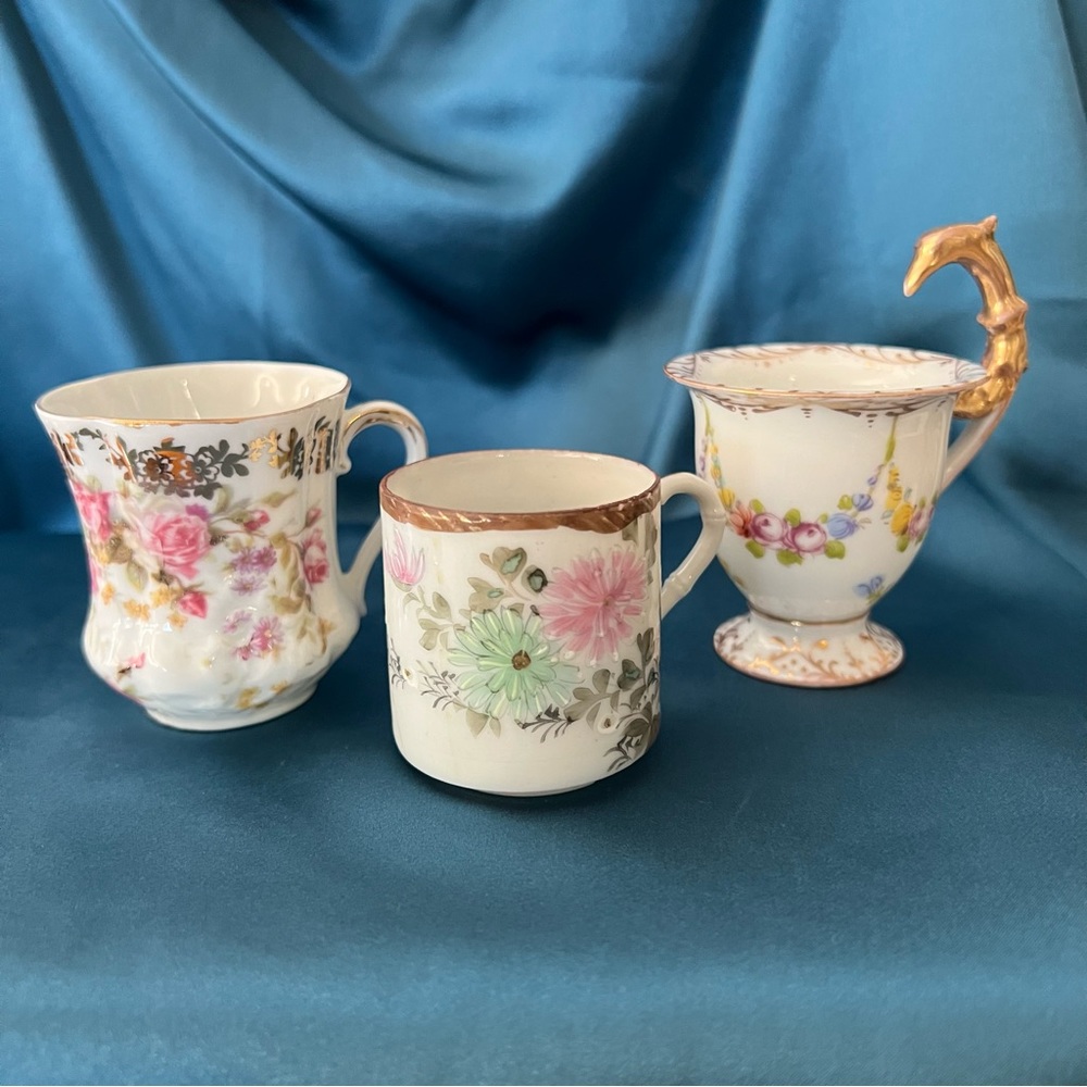 Three Vintage Hand Painted Expresso Cups